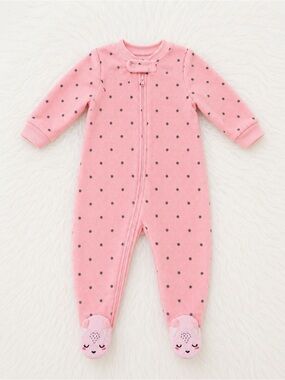 Bon Bebe Pink Polka Dot Footed One-Piece with Animal Feet